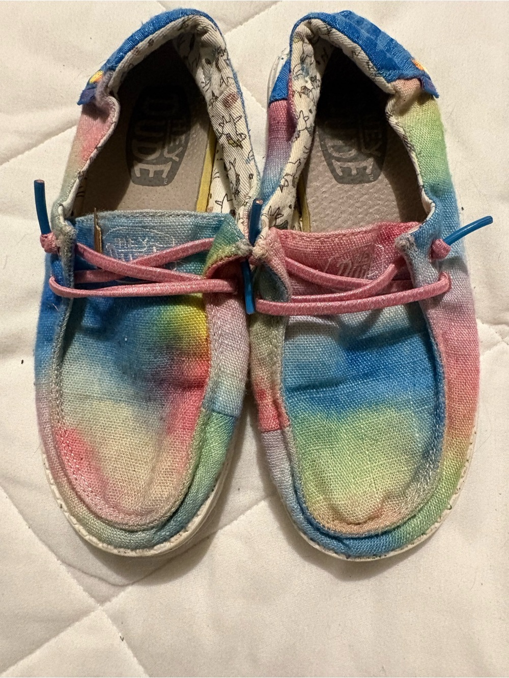 Hey Dude Kids Multicolor Tie-Dye Slip-On Sneakers with Pink Laces